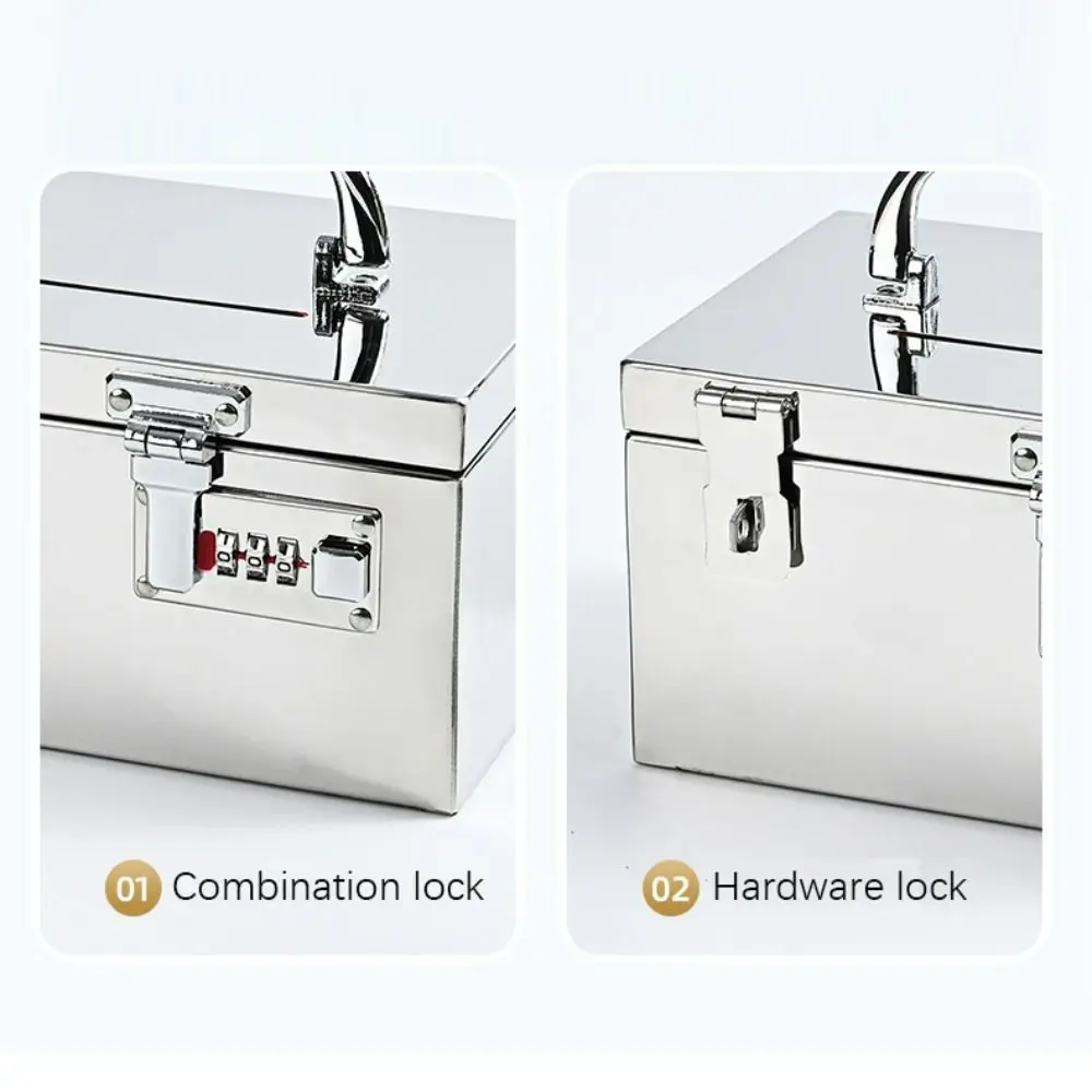 Caja de bloqueo con contraseña de banco de acero inoxidable, cerradura de combinación/candado, caja de efectivo de seguridad financiera portátil