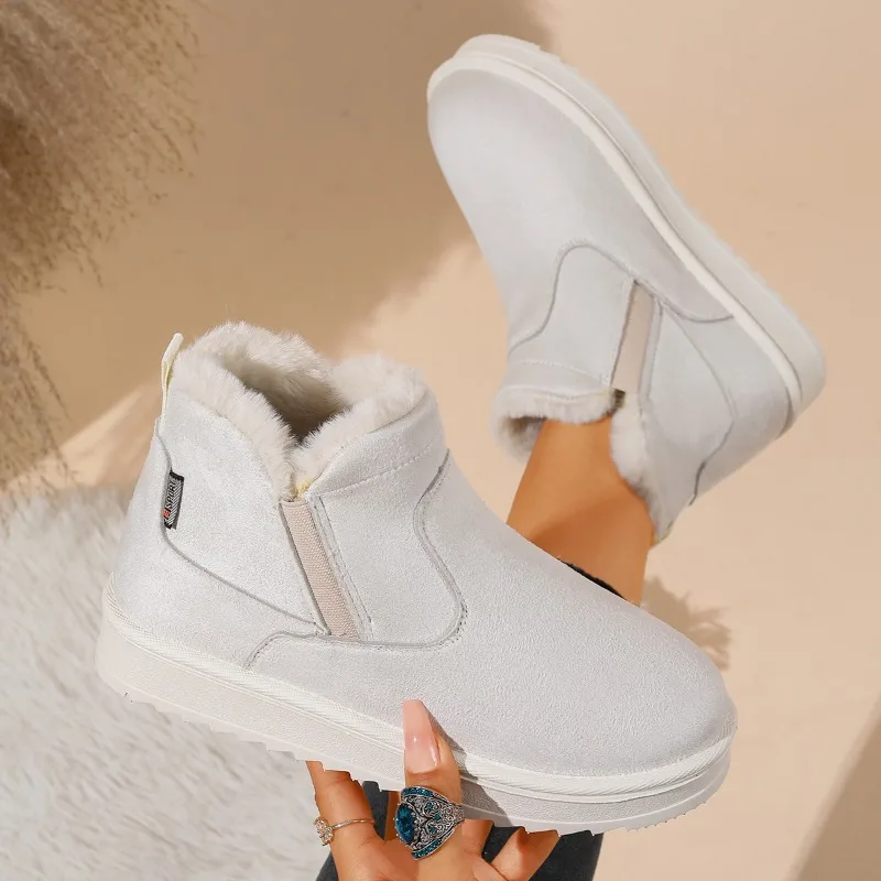 Winter Women's Solid Color Vintage Comfortable Mid Heel Snow Boots New Women Keep Warm Anti Slip Fashionable Casual Snow Boot