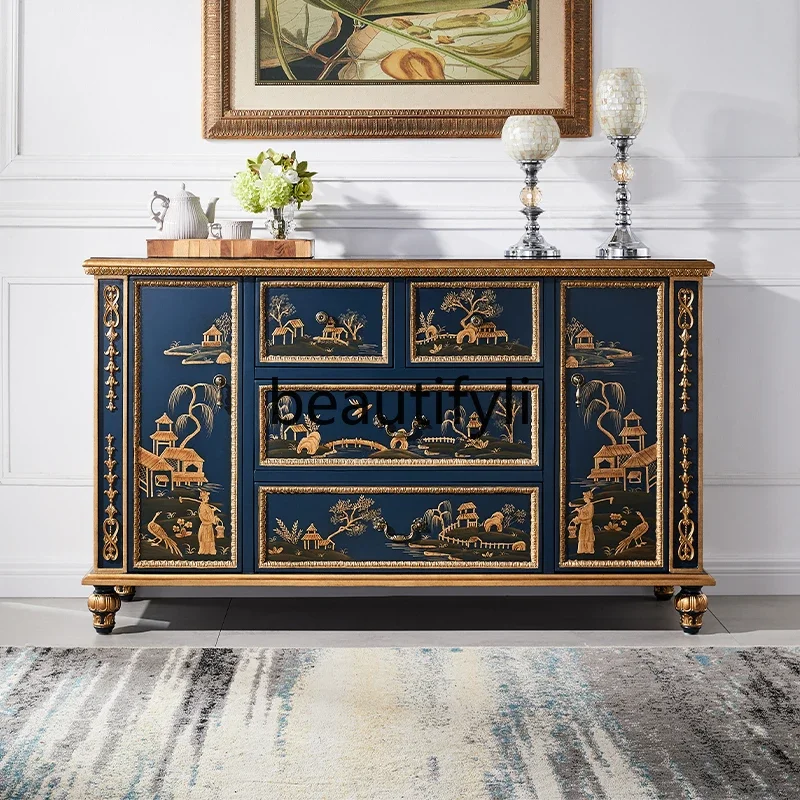 

Home entrance cabinet, American living room storage, bedroom storage cabinet, light luxury solid wood decorative cabinet2005