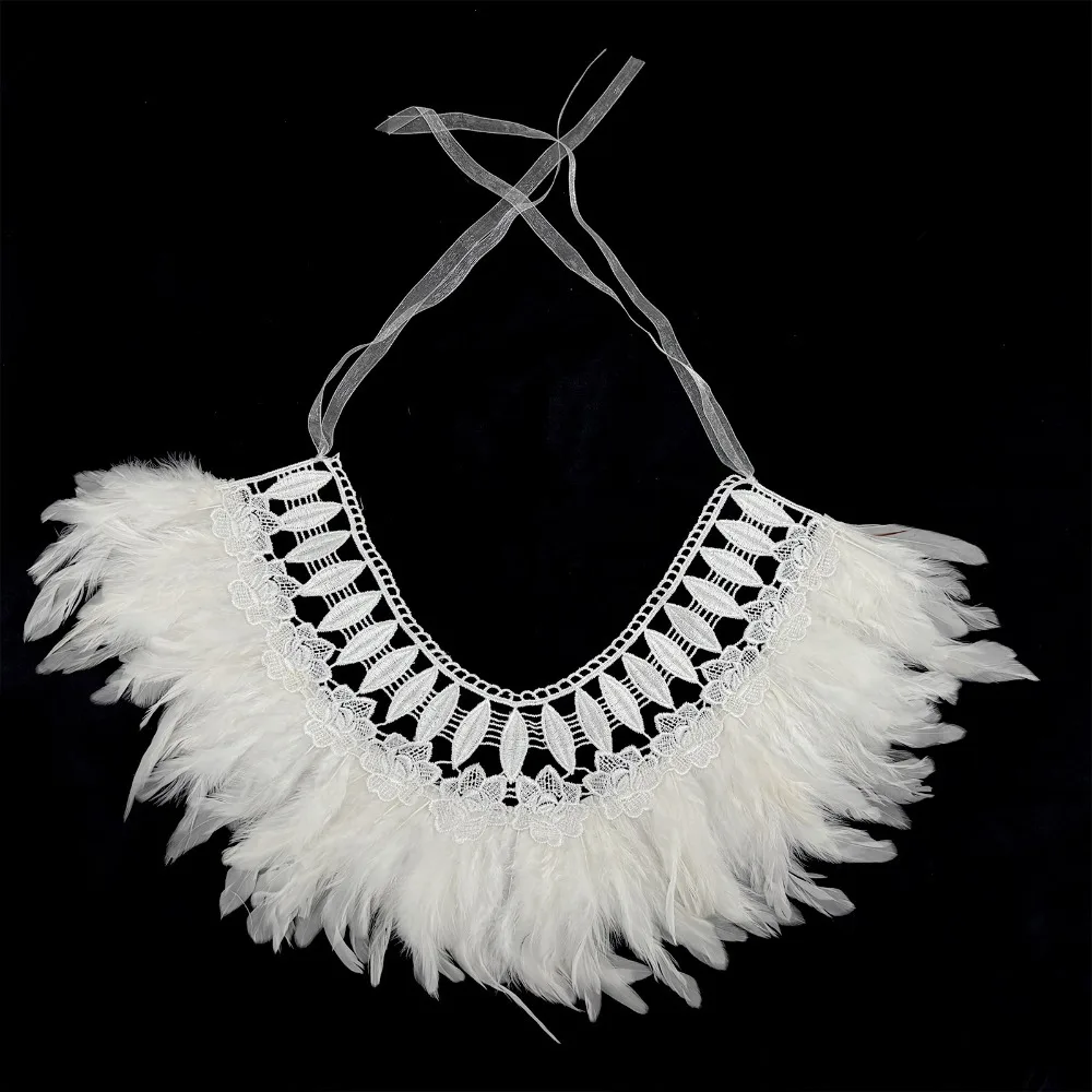 

New Lightweight Lace Feathered Cover Polyester Charming Lace Down Feathered Shawl White Color Lace Embroidered Wrap Dance Party