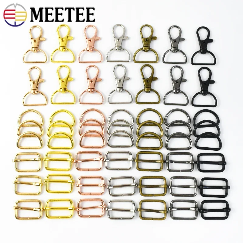 

56Pcs/Set Bags Accessories Metal Buckles Lobster Clasp Key Chain Slide Adjust Buckle for Bag Strap Belt Webbing Making Accessory