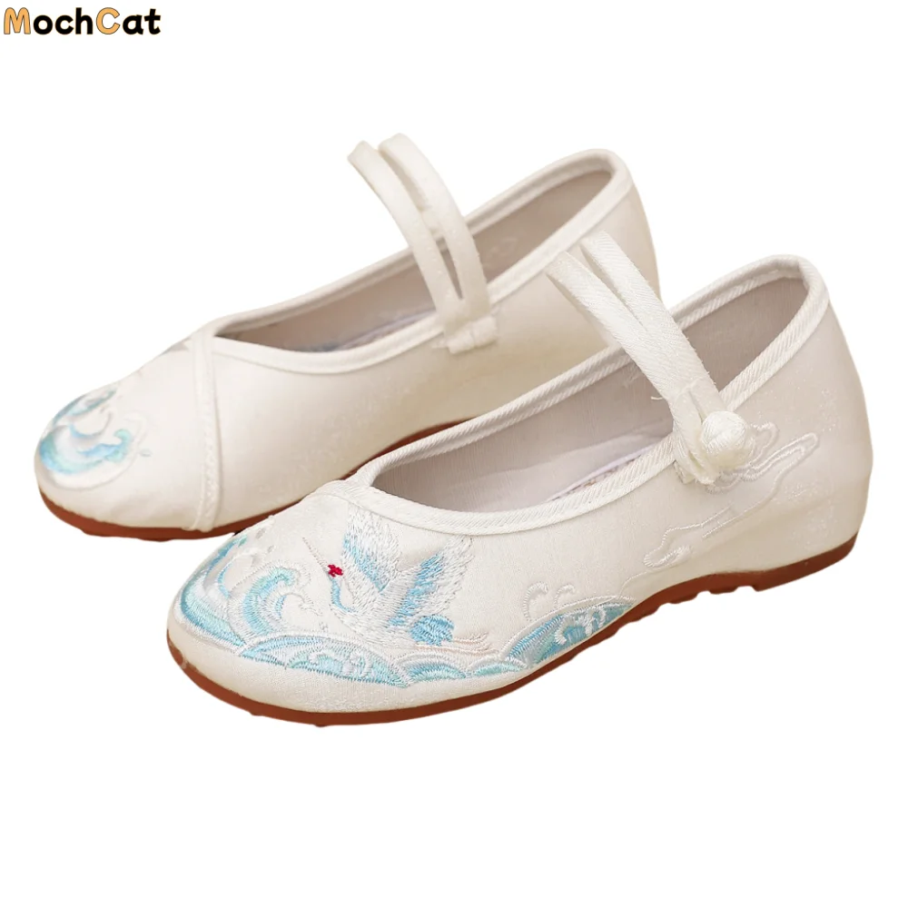 

Танцевальные туфли для девочек в китайском стиле, износостойкие, нескользящие, с вышивкой, профессиональные, удобные