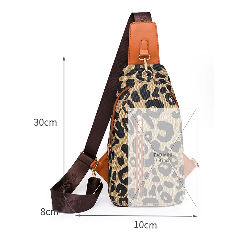 Torba na klatkę piersiową dla kobiet nylonowe torby na ramię moda damska Crossbody Casual All Match Messenger Bag Leopard torba piersiowa projektant