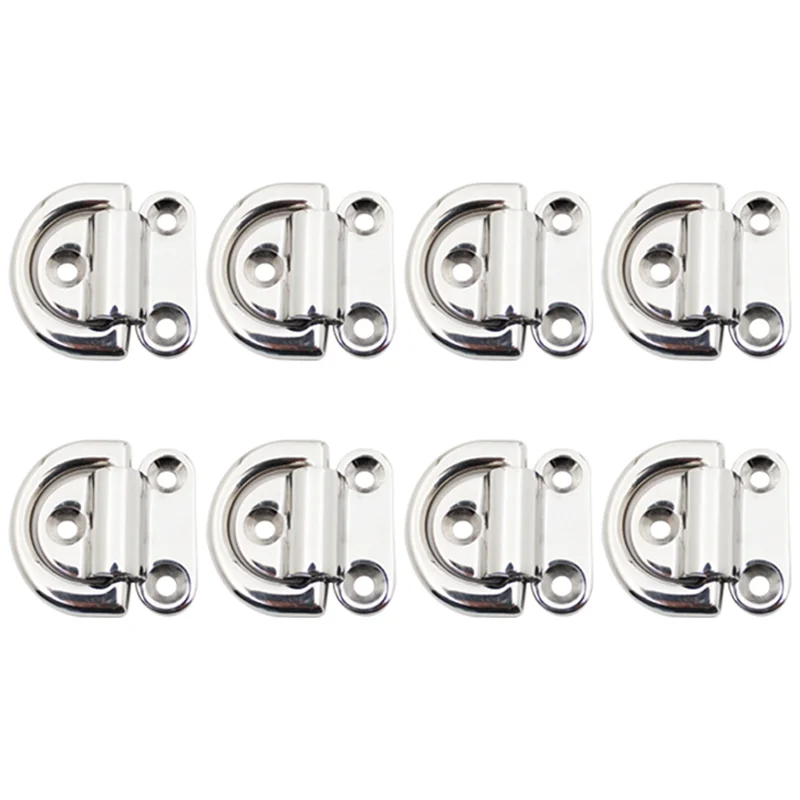 

D-Ring Deck Collapsible Pad Eye Tiedown Cleats For Yacht Motorboat Mirror Polished Ship Parts 4Pcs