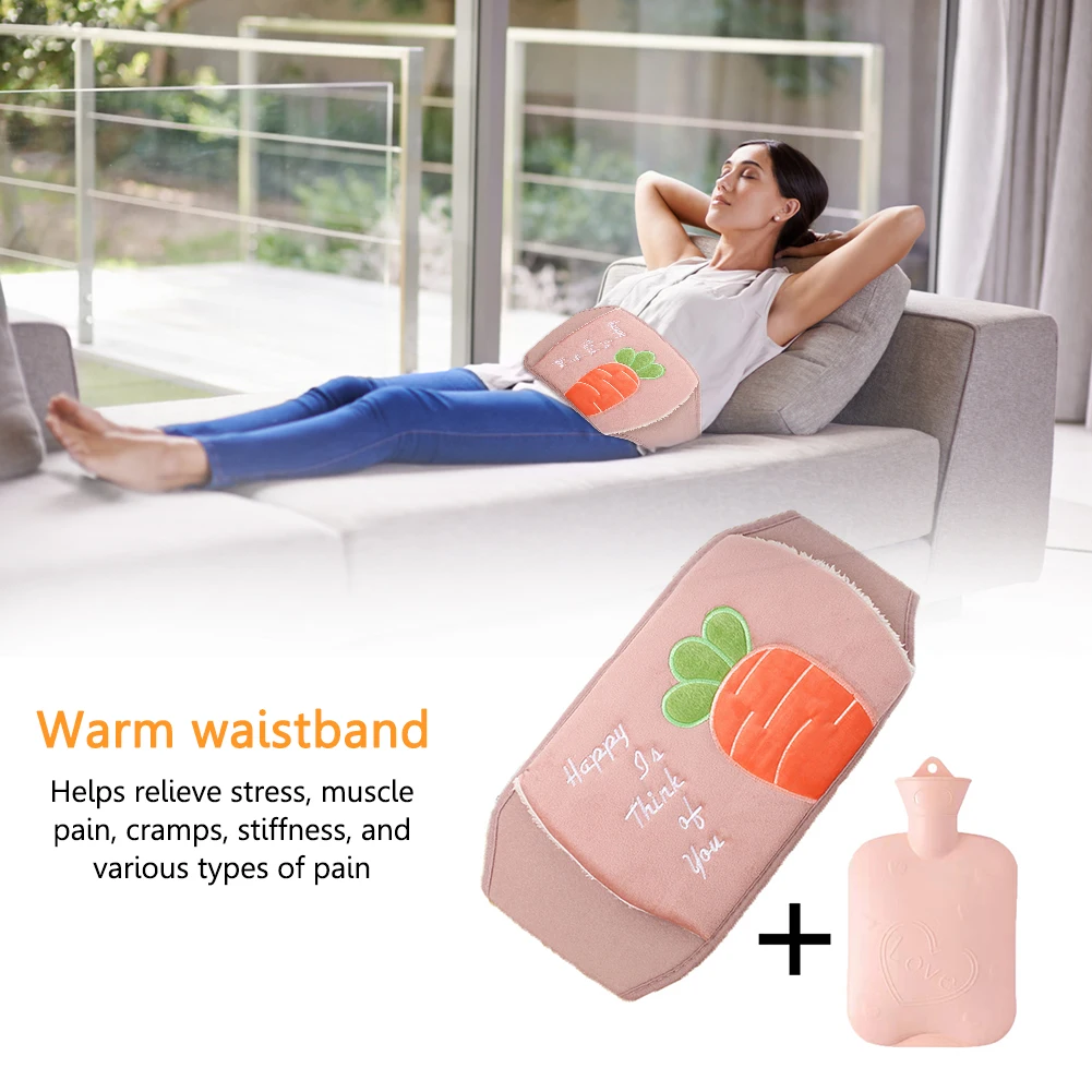 2PCS/Set Thermal Hot Water Bag for Menstruation Water Bag Back Plush Pouch Waist Cover Belt Winter Hand Warmer Bag Warmer Waist