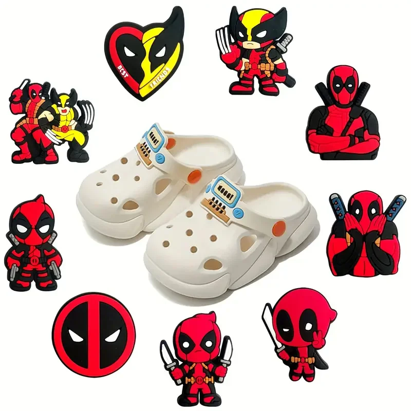 Hot sale 9pcs Miniso Disney Deadpool Series Shoe Charms Set For Clog Slides Sandals Cute Hero Shoe Accessories for Women Adults