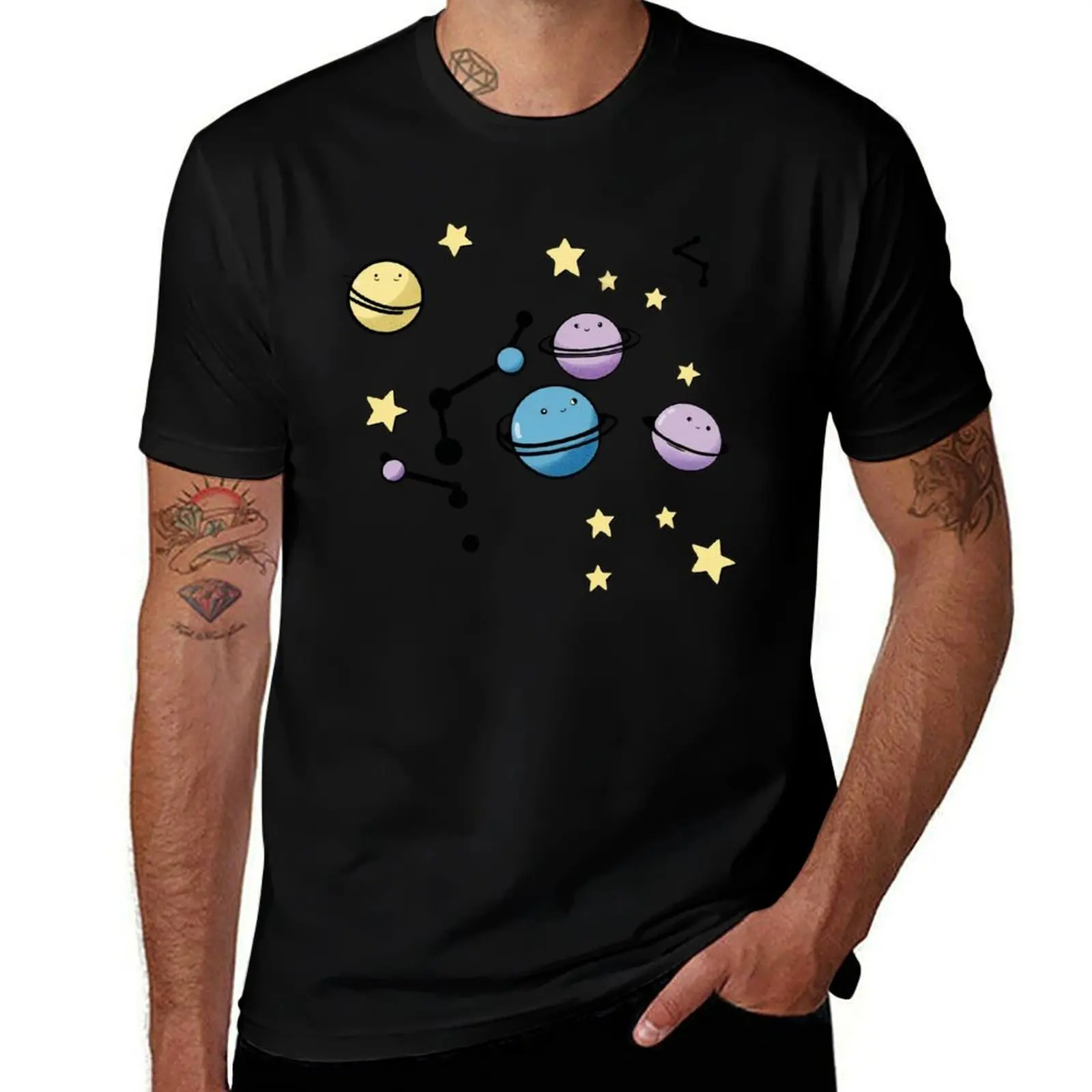 Cute Kawaii Planets and Stars – Adorable Space Design T-Shirt cute tops football t shirt man t shirt men t shirt