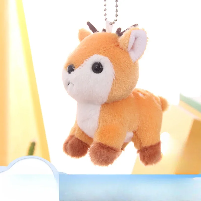 10cm Cartoon Cute Forest Animals Fawn Soft Stuffed Plush Toys Hobbies Exquisite Kawaii Decoration Keychain Birthday Gift Kids