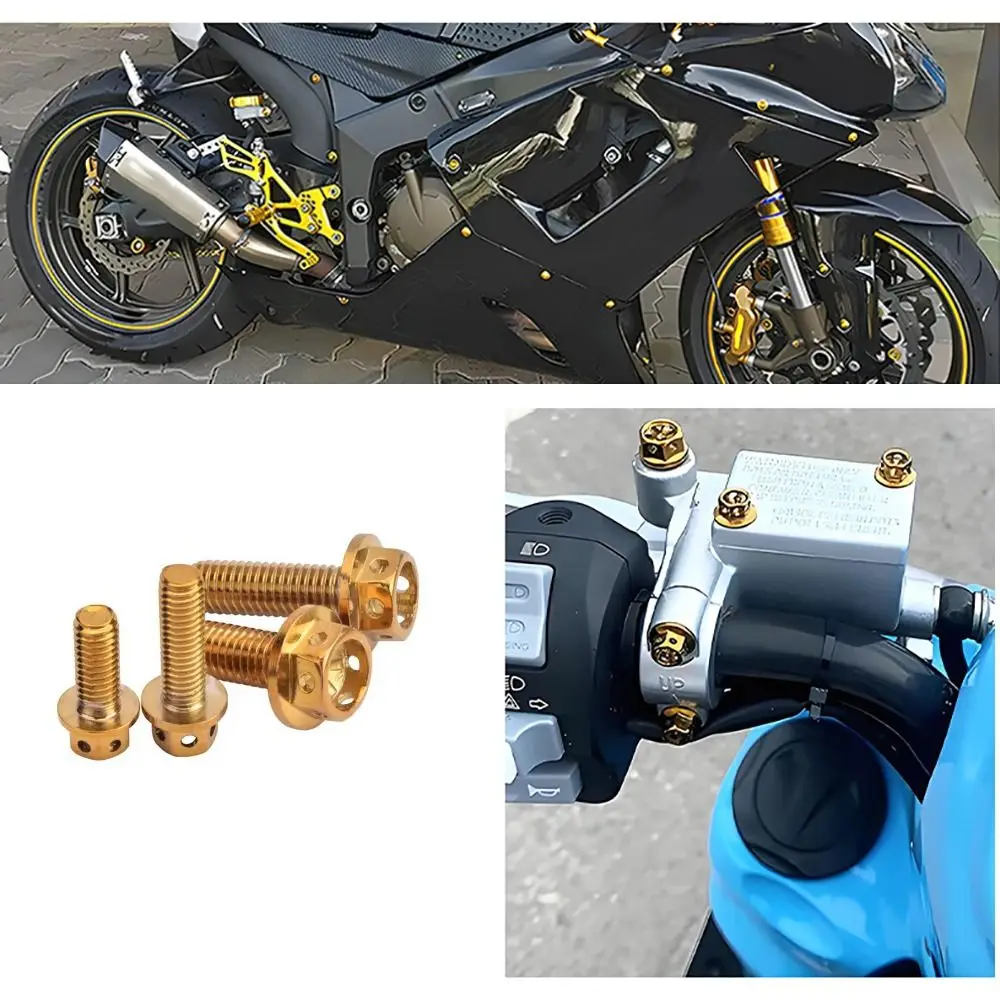 M6 M8 Titan-Schrauben 10/15/20/25/30/35/40/45/50/60 Gold Sechskantschrauben mit Bohrungen Titan-Schrauben für Motorräder – Detail 5