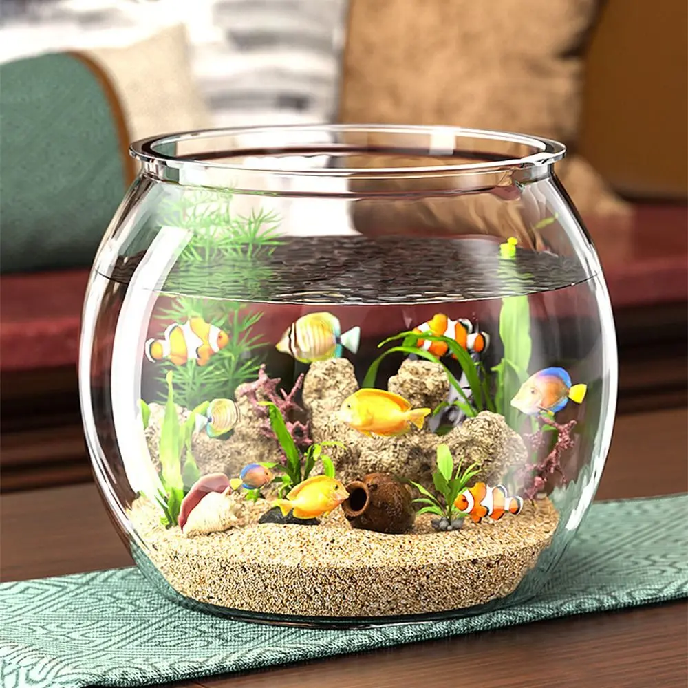 

Ultra Clear Round Fish Bowl Goldfish Bowl Plastic Desktop Fish Tank Shatterproof 360-Degree View Desktop Small Aquarium