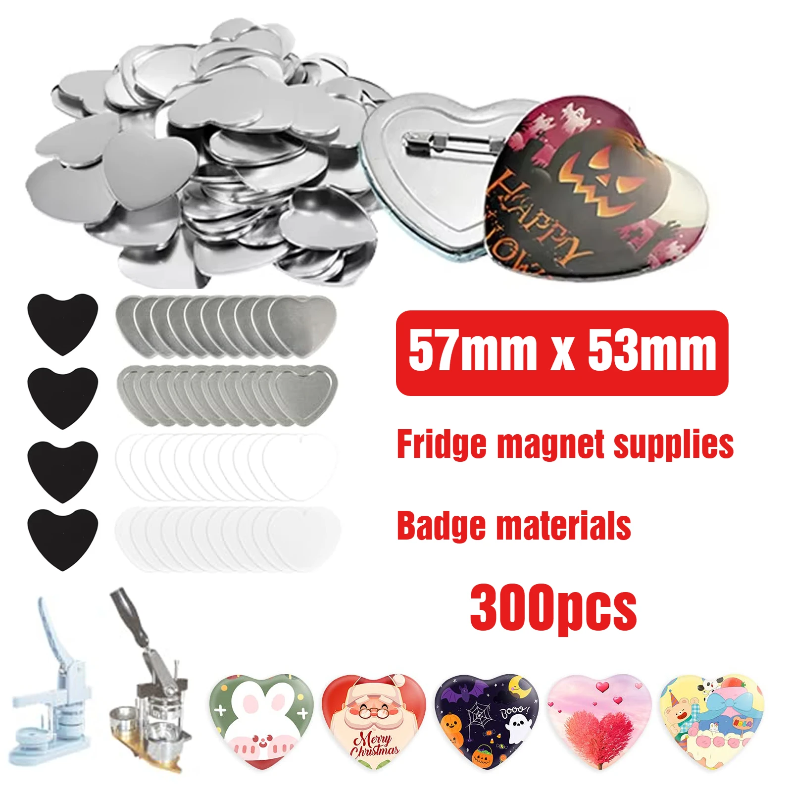 

500 комплектов магнитов в форме сердца, кнопка на холодильник, материалы для самостоятельного изготовления значков для 53x57 мм, изготовление магнитов на холодильник, инструмент для изготовления поделок