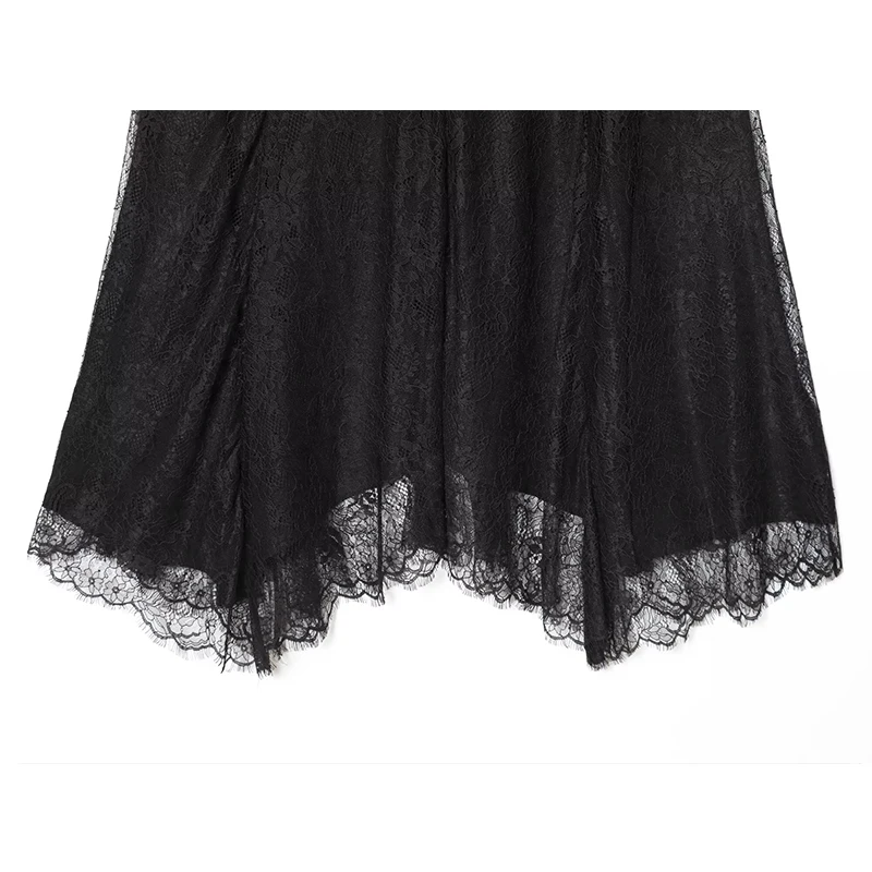 Women Sexy Lace Splice Skirts 2025 Women Summer New Fashion Lace Asymmetric Hem Skirts Women Elegant High Waist Skirts