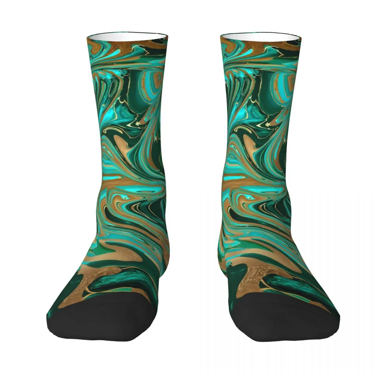 Marble Print Stockings Green Gold Liquid Custom Korean Socks Autumn Anti-Slip Socks Women Outdoor High Quality Socks