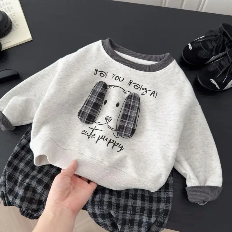 

Новинка 2023 года, детский комплект свитшотов унисекс для мальчиков и девочек, повседневный комплект брюк с длинными рукавами и брюками с героями мультфильмов, осенне-зимняя детская одежда