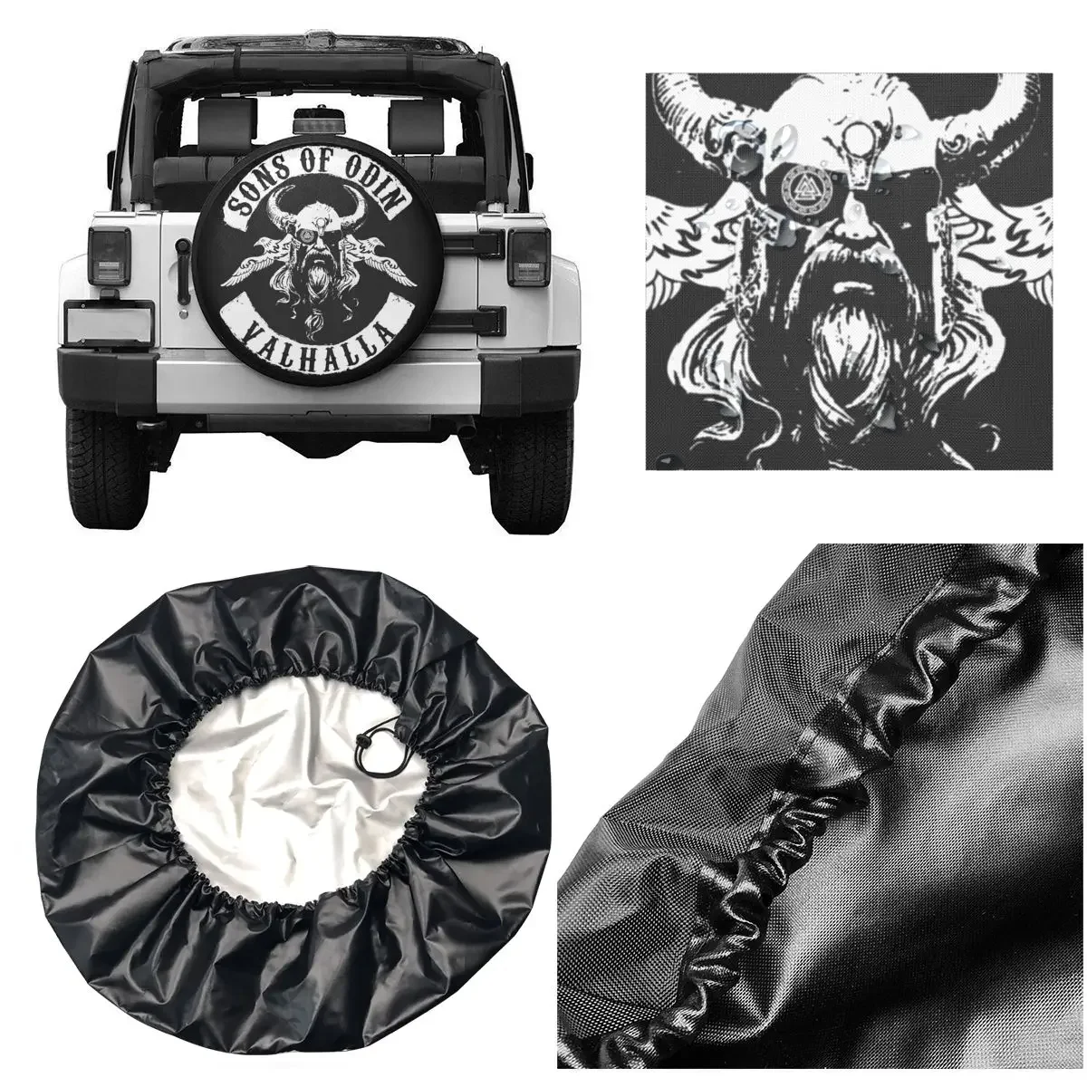 Sons Of Odin Valhalla Spare Wheel Tire Cover for Mitsubishi Pajero RAV4 Viking Norse Warrior Vehicle Accessories 14\