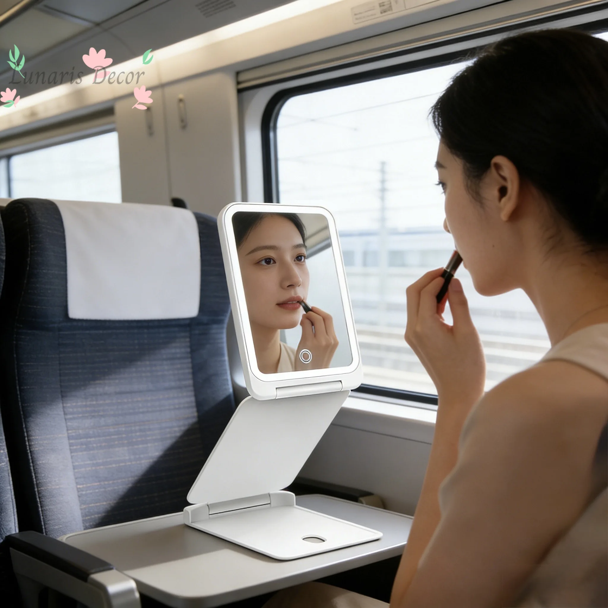 The height of the travel stacking mirror can be adjusted by lifting and lowering, and the led makeup mirror can be carried with