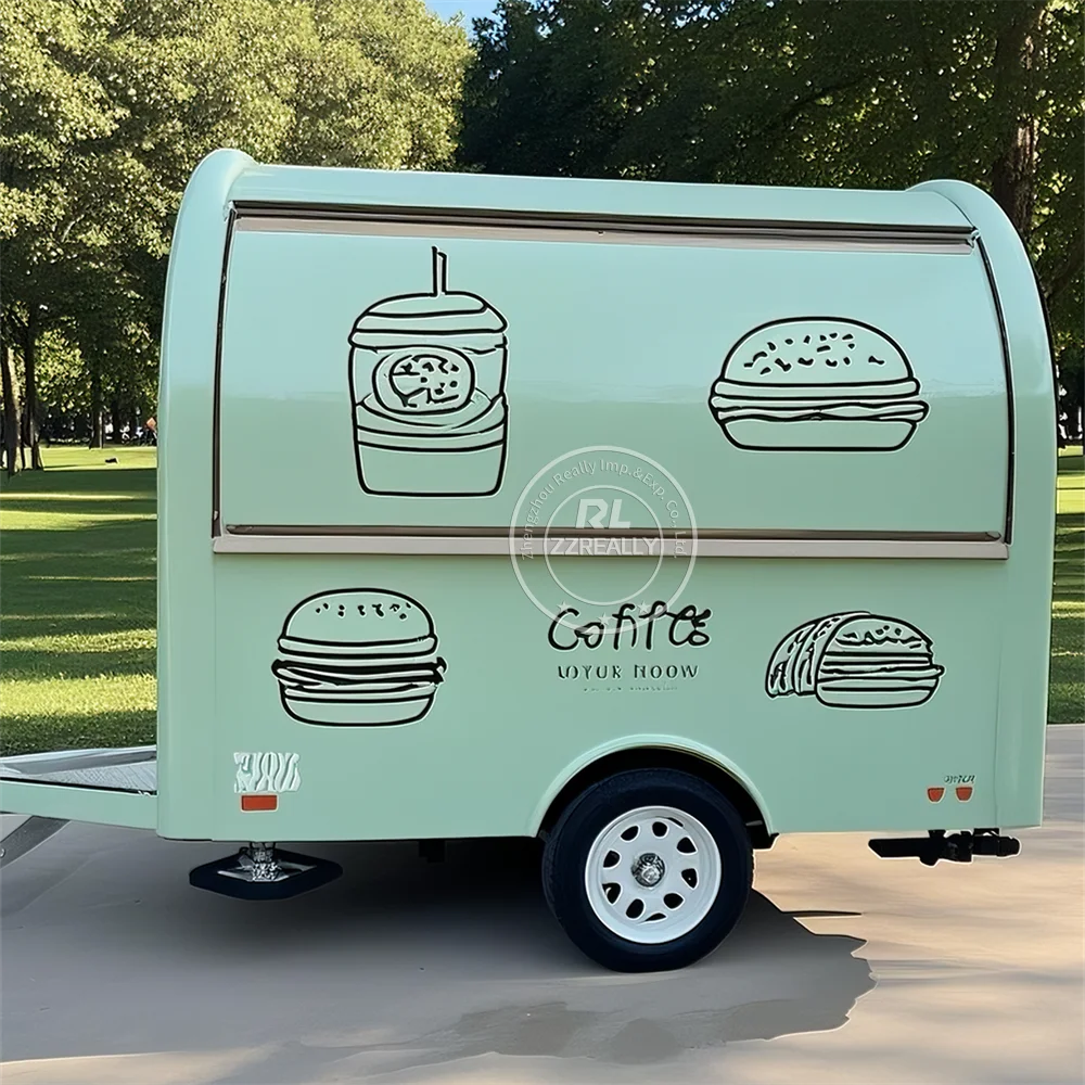 Popular Food Truck Concession Trailer Mobile Kitchen Coffee Bar Snack Ice Cream Cart Catering Equipment Vending Kiosk With CE
