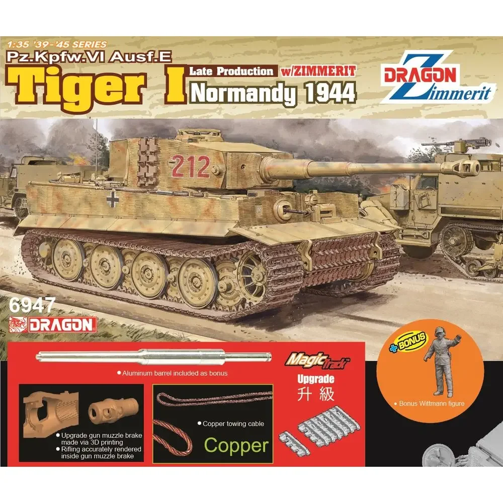 DRAGON 6947 1/35 Pz.Kpfw.VI Ausf.E Tiger I Late Production w/Zimmerit Normandy 1944 - Scale Model Kit