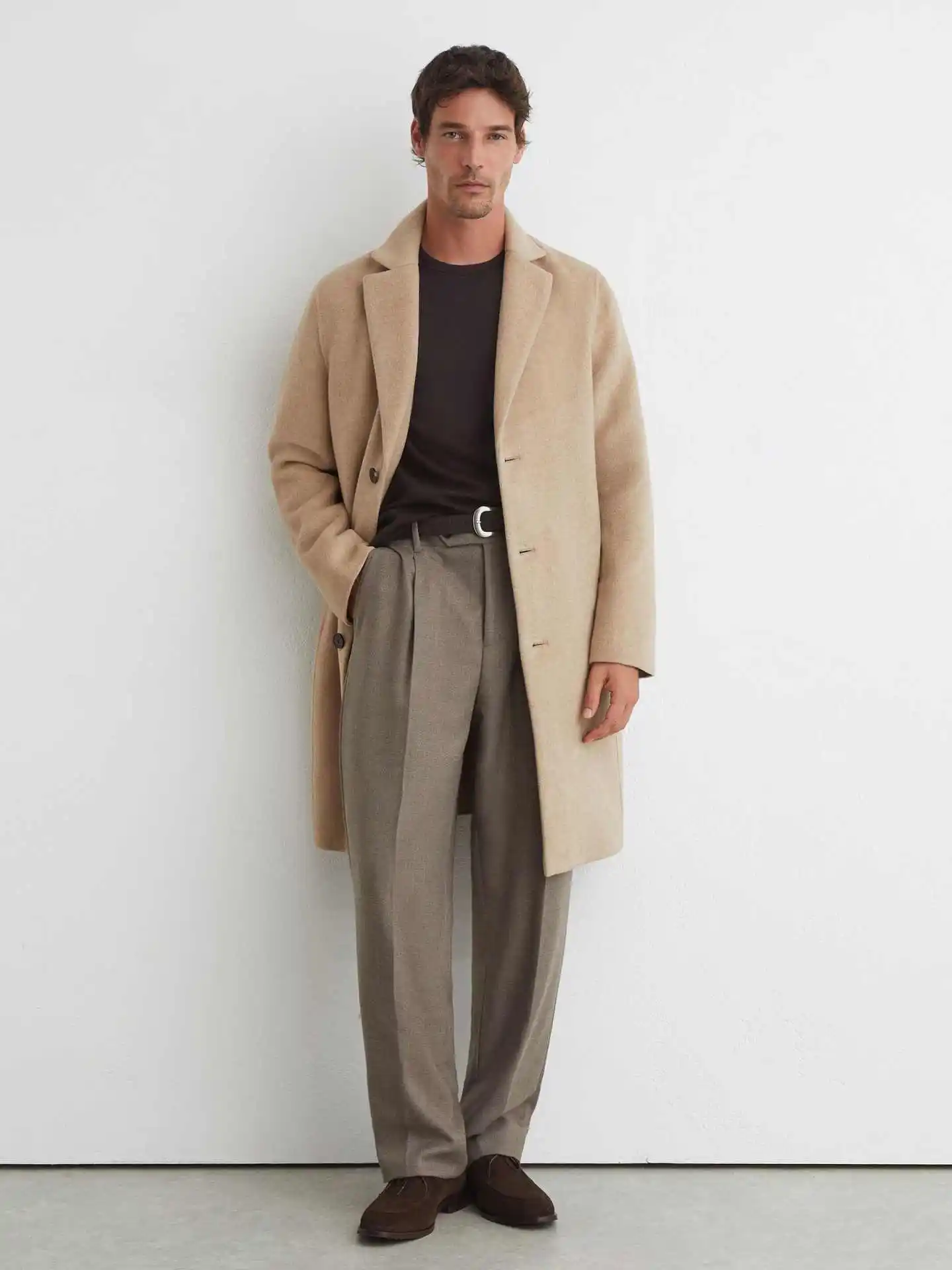 Elegant Men Woolen Overcoat 1 Piece Single Breasted Notch Collar Autumn Winter Warm Formal Business Party Custom Made