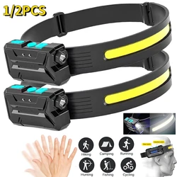 Wide COB Sensor Headlamp USB Rechargeable 270° Beam Headlight Induction LED Lantern Built-in Battery Head Torch  Running Camping