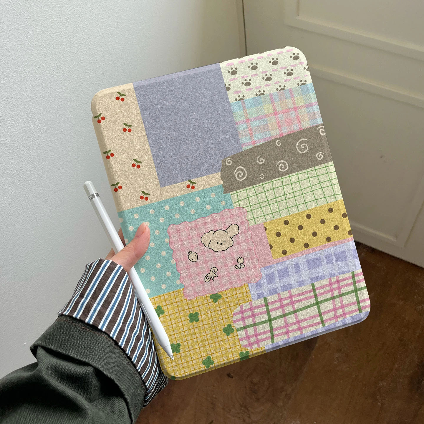Étui pour tablette à motif de chien rose mignon pour iPad Pro 11 12.9 13 A16 M2 M4 M3 M5 Coque 8.3 9.7 10.2 5/6/7/8/9/10/11ème Air 3 4 5 6 7 Housse