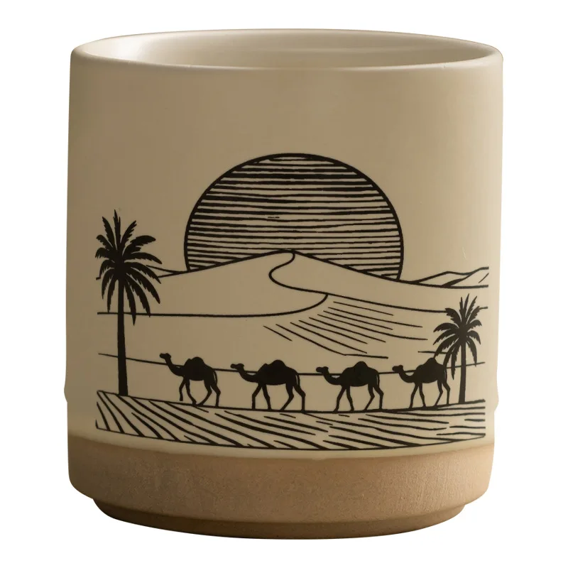 PYH200ML retro minimalist art ceramic camel mug coarse pottery camel decal coffee cup ceramic cup