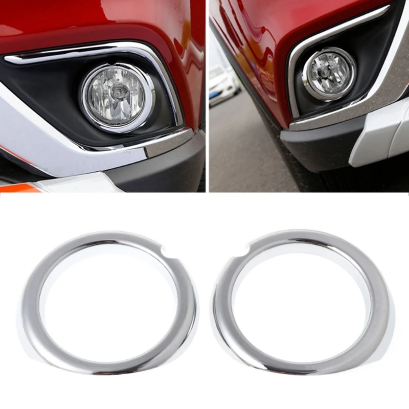 2 Pcs Chrome Car Front Fog Light Lamp Cover Trim For Mitsubishi Outlander 2016 - 2021