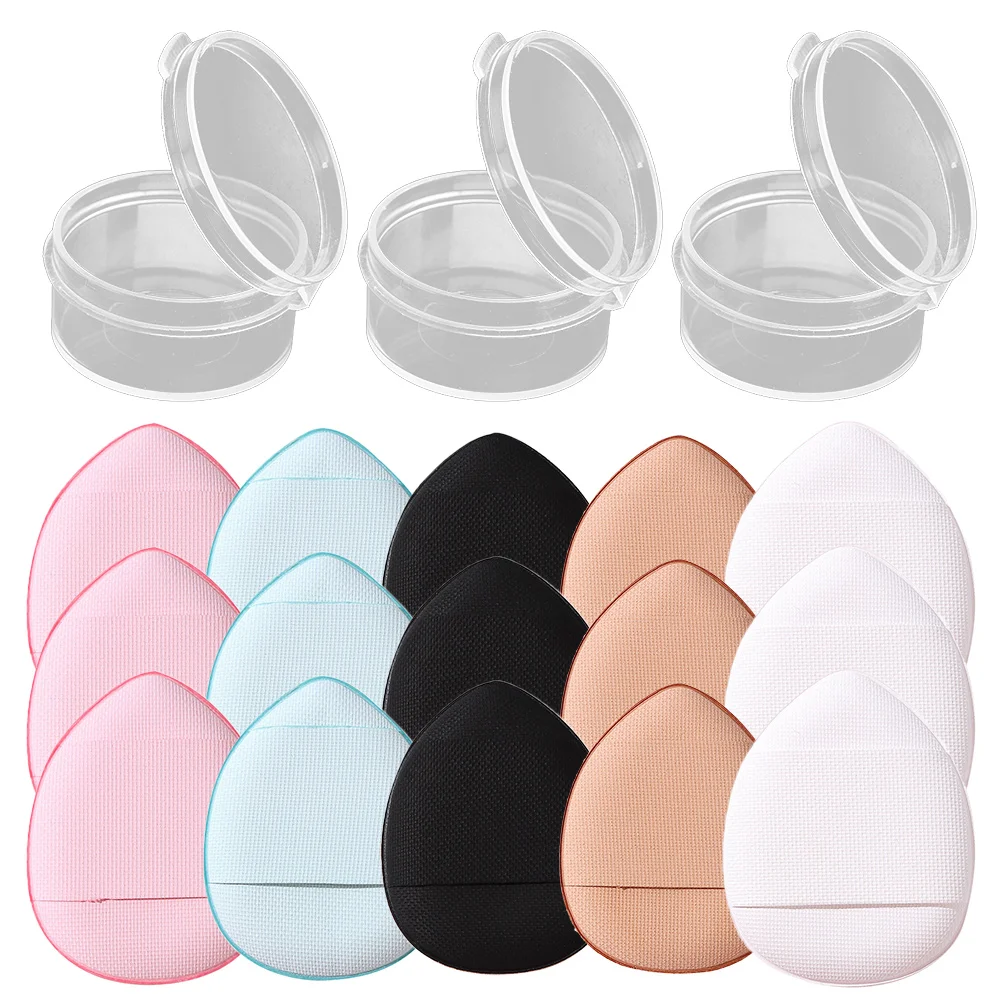 

15pcs Fingertip Powder Puff Mini Makeup Sponge For Loose Powder Foundation Cream Sunscreen Wet Use Facial Blush Applicator
