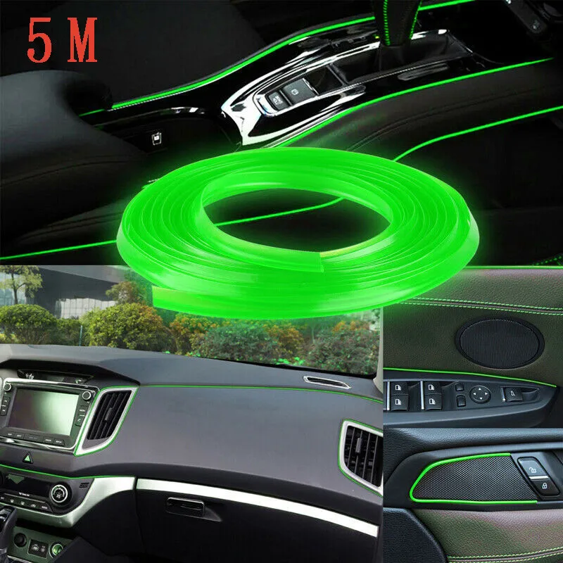 5m Molding Trim Strip Green Car Styling Interiors Door Gap Edge Line Insert Decor Interior Mouldings Decorative