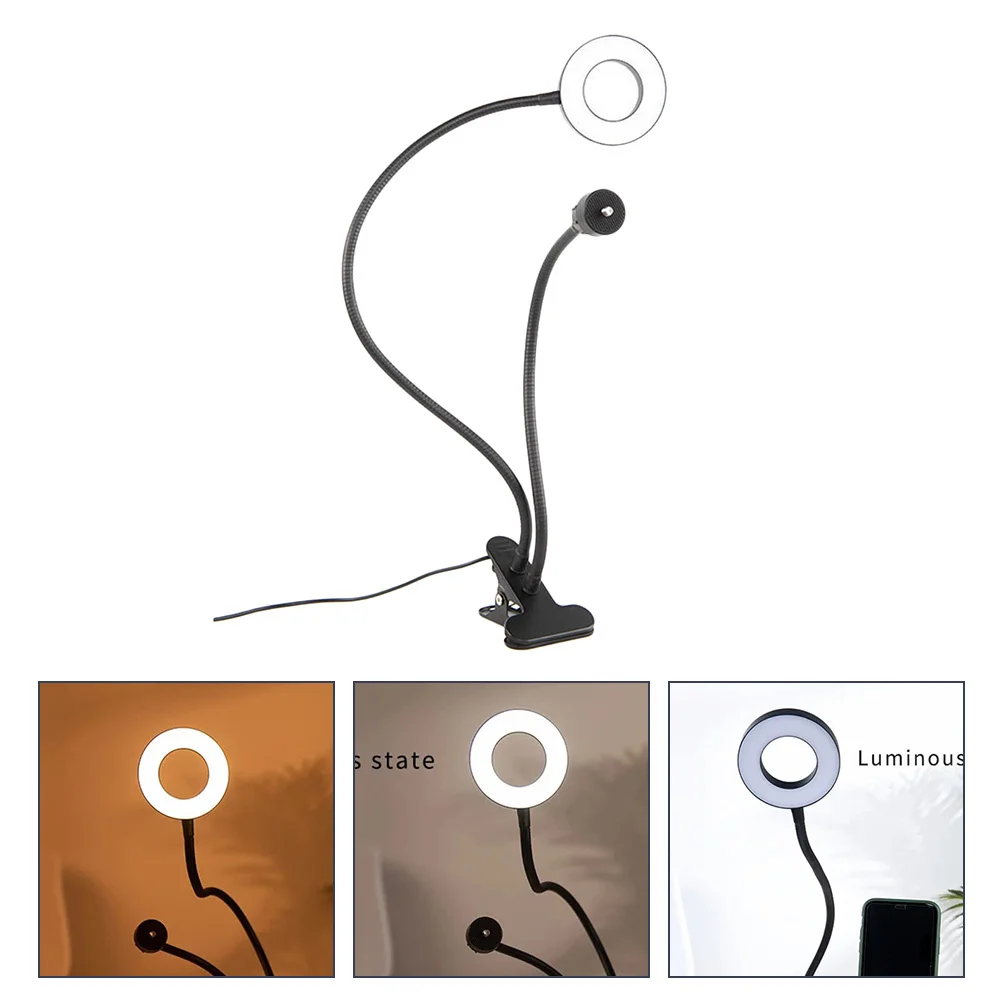 

1Pcs Clip on Supplemental Fill Lamp Black USB Powered 360 Rotate Selfie LED Ring Light Fill Lamp Clip on Ring Light