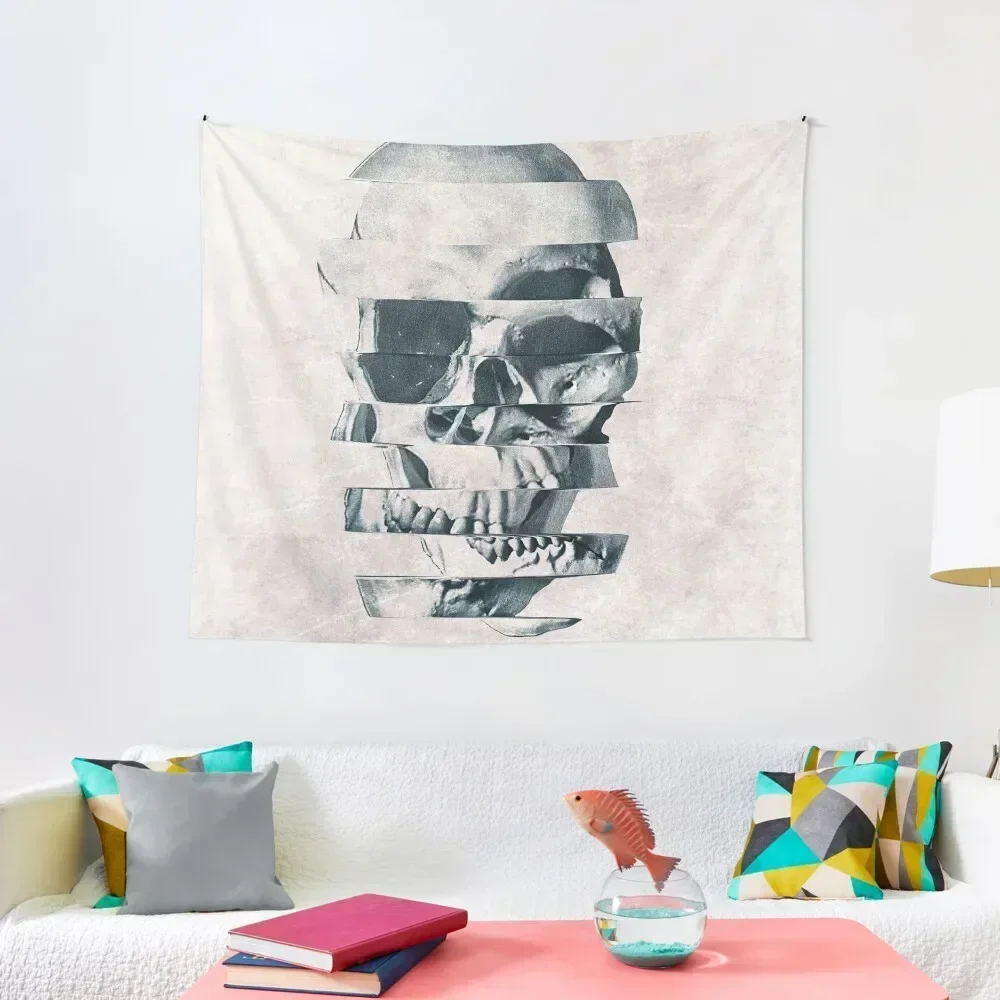 Glitch Skull Mono Tapestry Funny Custom Tapestry