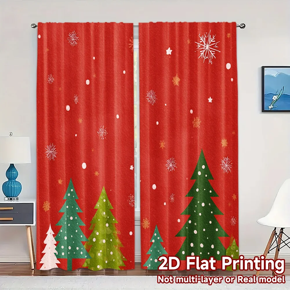 2D Flat Printing,JIT 2pcs, Curtains (Without Rod) Festive Pup Magic (3) Chic Curtain Fabric Polyester Easy Install Curtains