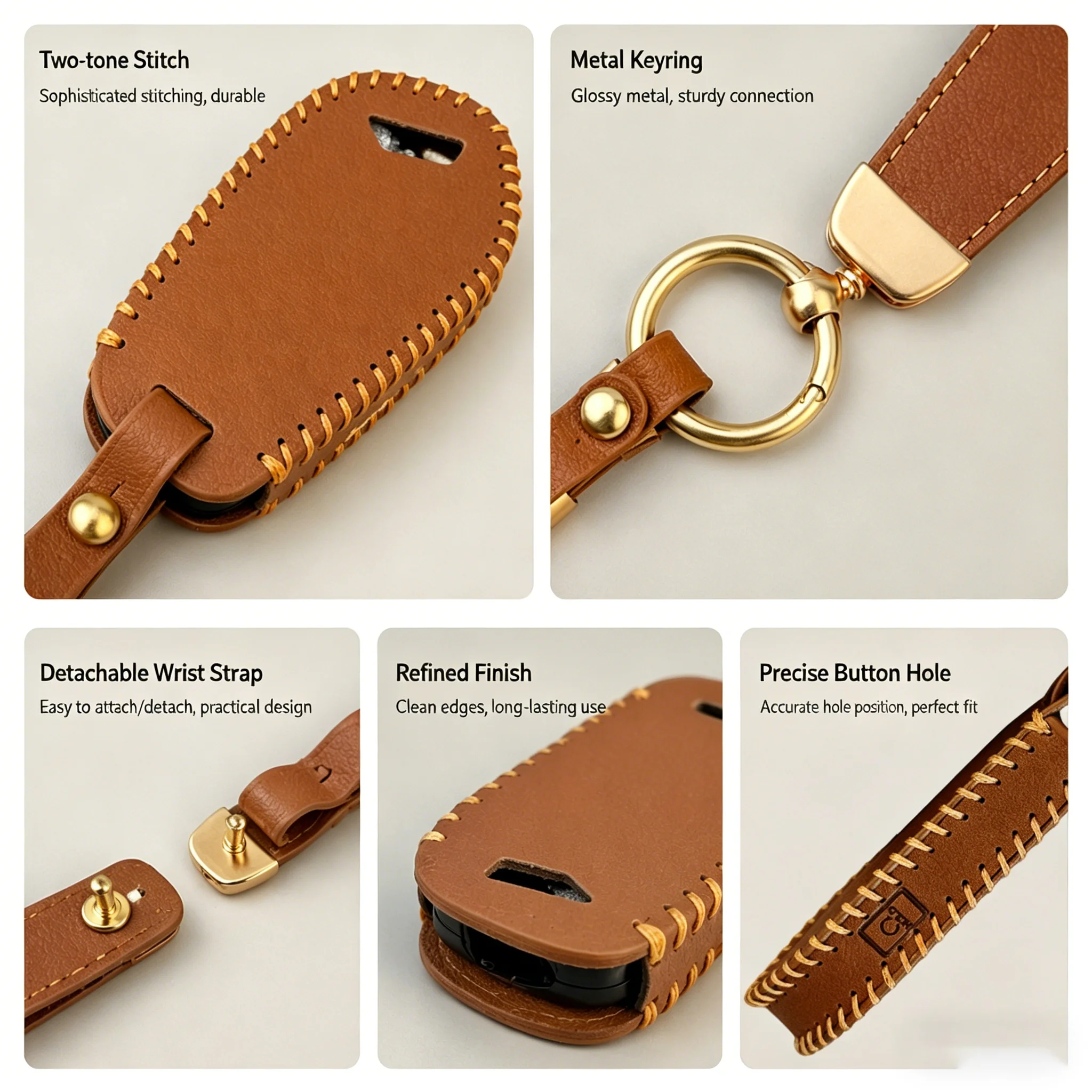 For Kia New 5-Button Smart Key Genuine Leather Key Case Sorento 2020 Sedona Sportage Grand Carnival 2019 K4 K5 Kx3 1:1 Real Car