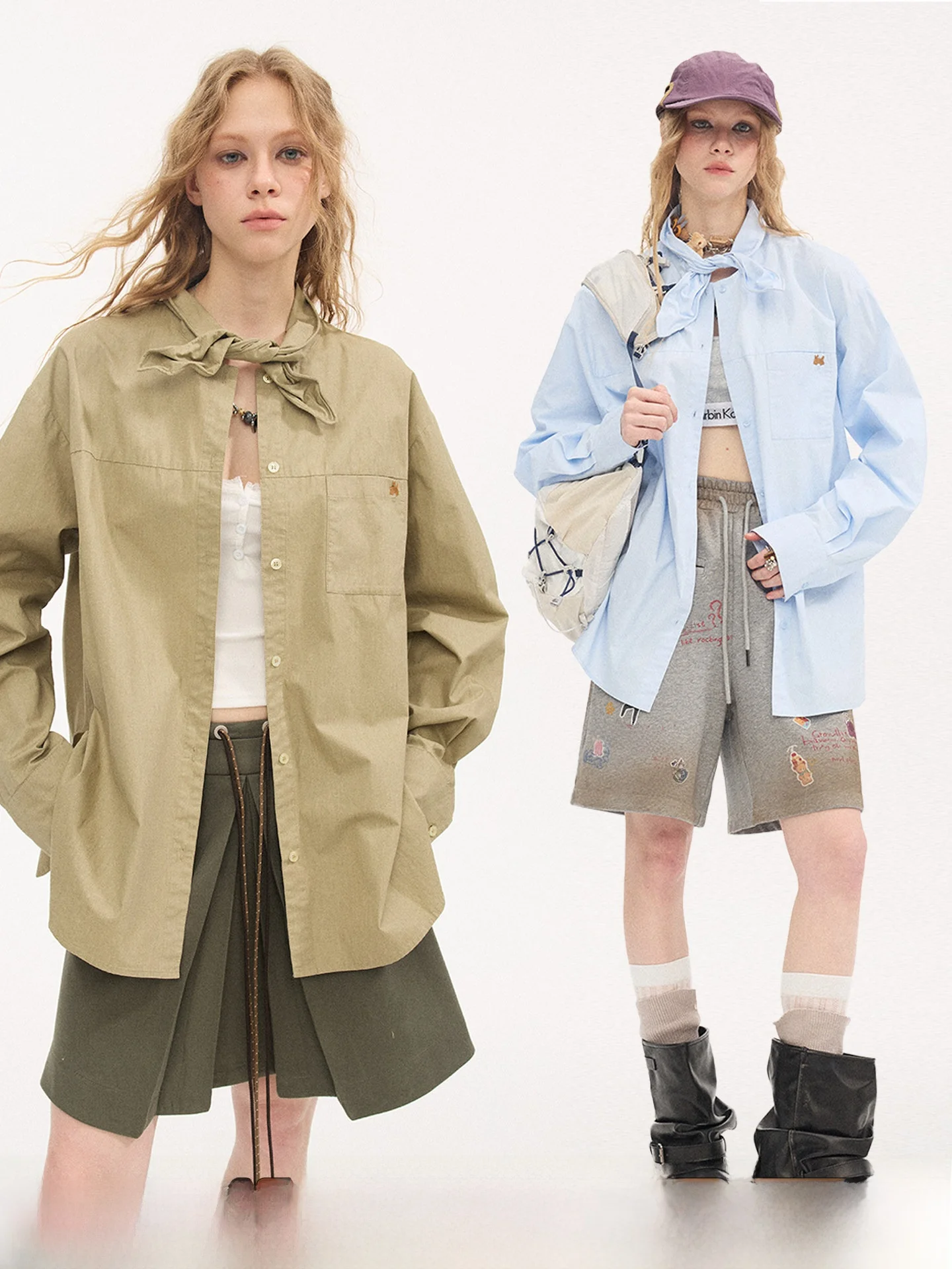 

DIDDI MODA Women's Cotton Long Sleeve Shirt Embroidered Loose Fit College Style Summer 2026 New Arrival Anti-Wrinkle