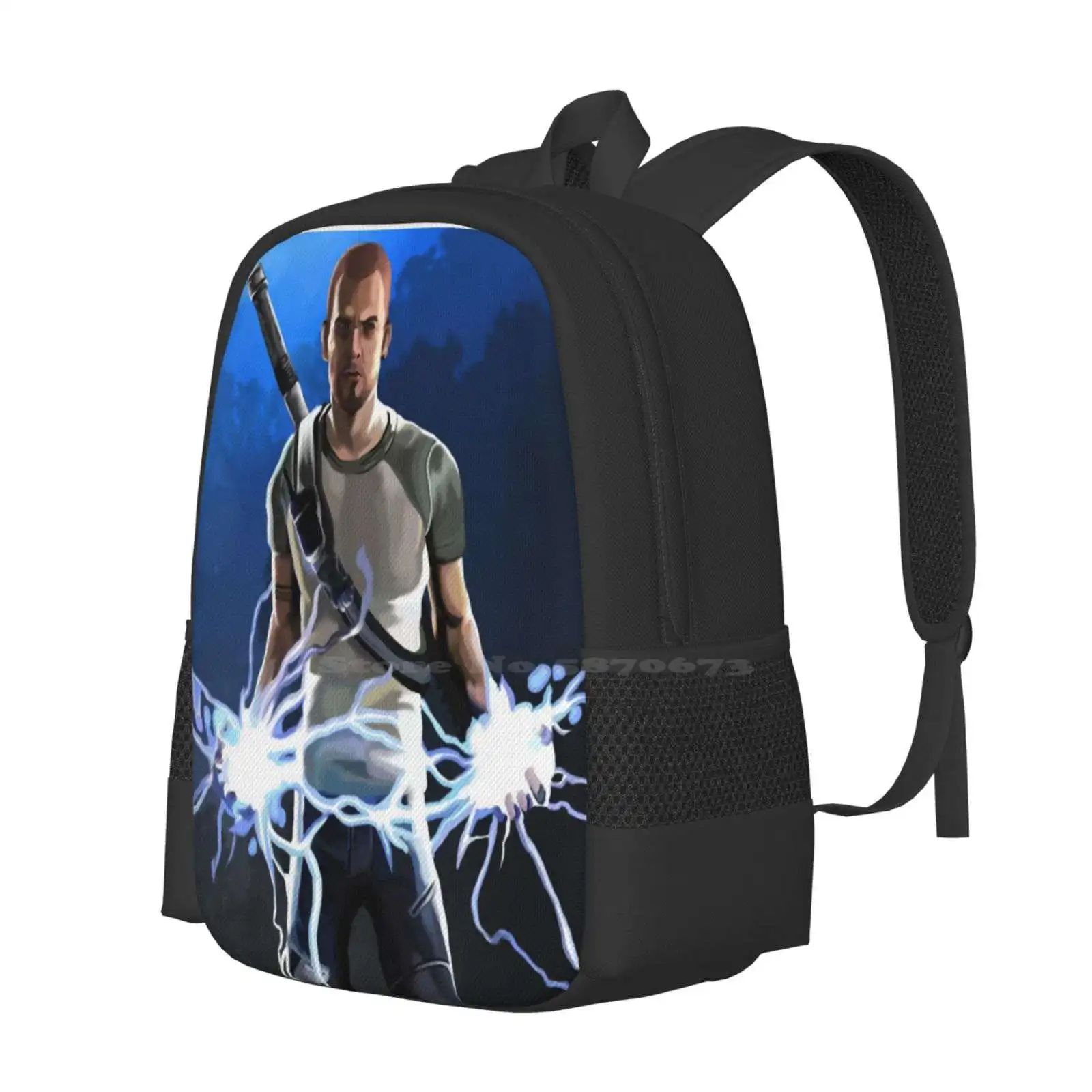 Infamous Good Cole Mcgrath Painting. Hot Sale Schoolbag Backpack Fashion Bags Infamous Cole Mcgrath Lightning Thunder Clouds