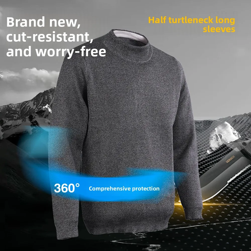 

A9 Anti-cut Clothing No Glass Fiber Metal Semi-turtleneck Breathable Not Tied Wear-resistant Scratch-proof Cut-proof