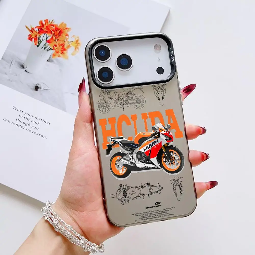 C-Civic نوع Cbr موتو جراب هاتف آيفون 17 16 15 14 13 12 11 برو ماكس الهواء ماتي ليزر أورورا للصدمات فوندا