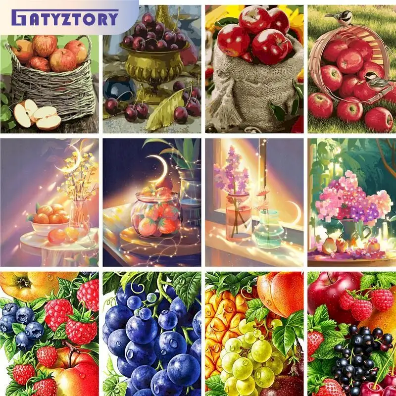 

GATYZTORY Oil Painting By Numbers Paint Kit Drawing By Number Fruits And Bird Diy Crafts Coloring By Numbers Home Decors Gift Ar