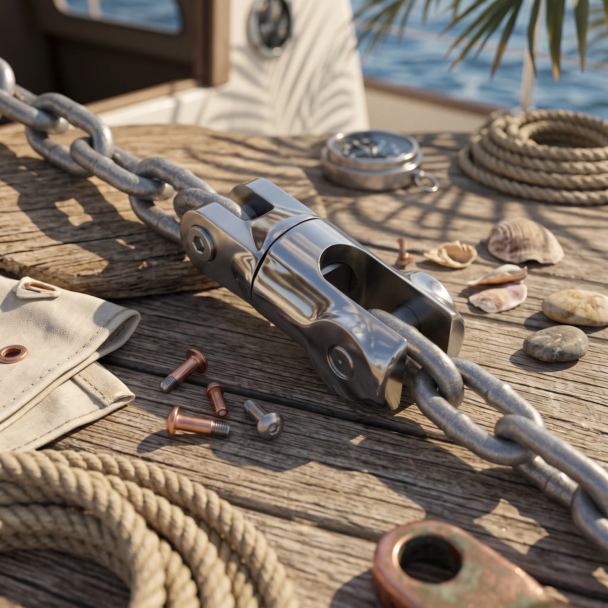 Swivel with Yoke Ends Rust Resistant Anchor Chain Connector Chain Swivel Long-Lasting Marine Hardware Strong for Boat Owners