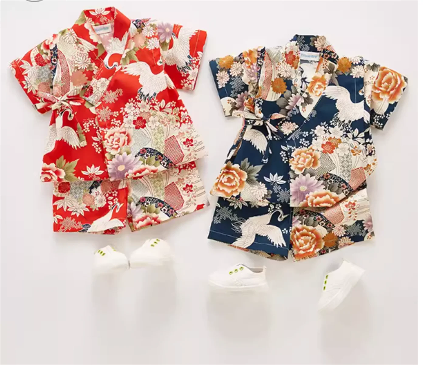 

Children's pure cotton children's kimono, bathrobe, men's and women's home clothing, thin style parent-child set