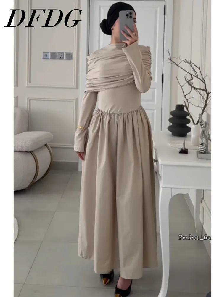 

DFDG одно плечо, утягивающее талию, высококачественное весеннее новое женское универсальное свободное и большое свободное длинное платье 2023, весна 202, новое