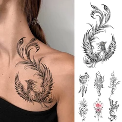 Waterproof Temporary Tattoo Sticker Japanese Phoenix Flame Flash Tatto Feather Totem Body Art Arm Leg Waist Fake Tatoo Men Women