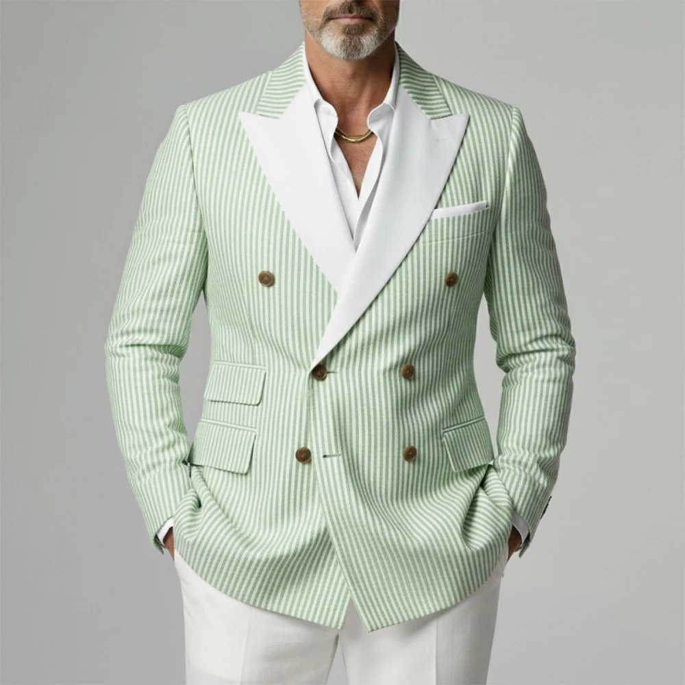 

High Quality Men's Suits Luxury Double Breasted Peak Lapel Blazer Formal Wedding 2 Piece Jacket Pants Full Sets Outfits Costume