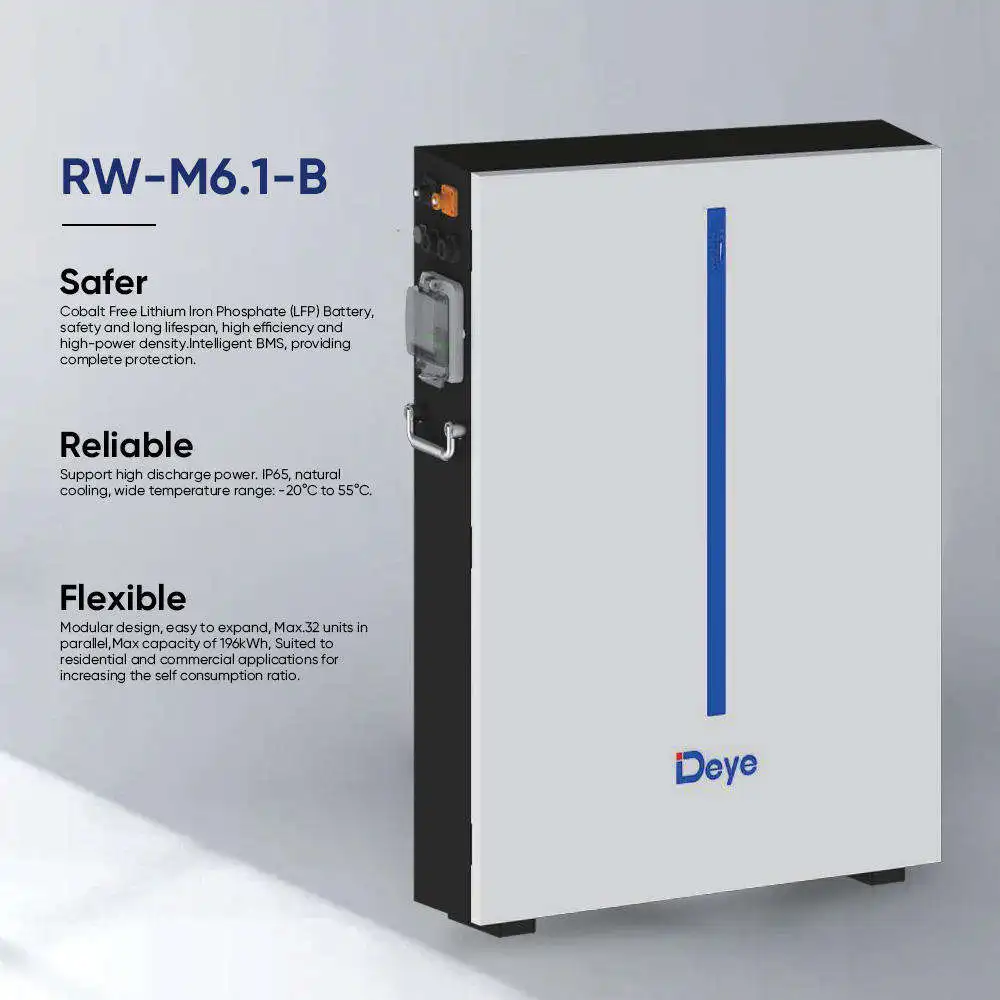 Deye LiFePO4 RW-M6.1-B(LV) Wall-Mounted Lithium Battery 51.2V Low Voltage Battery for Solar System