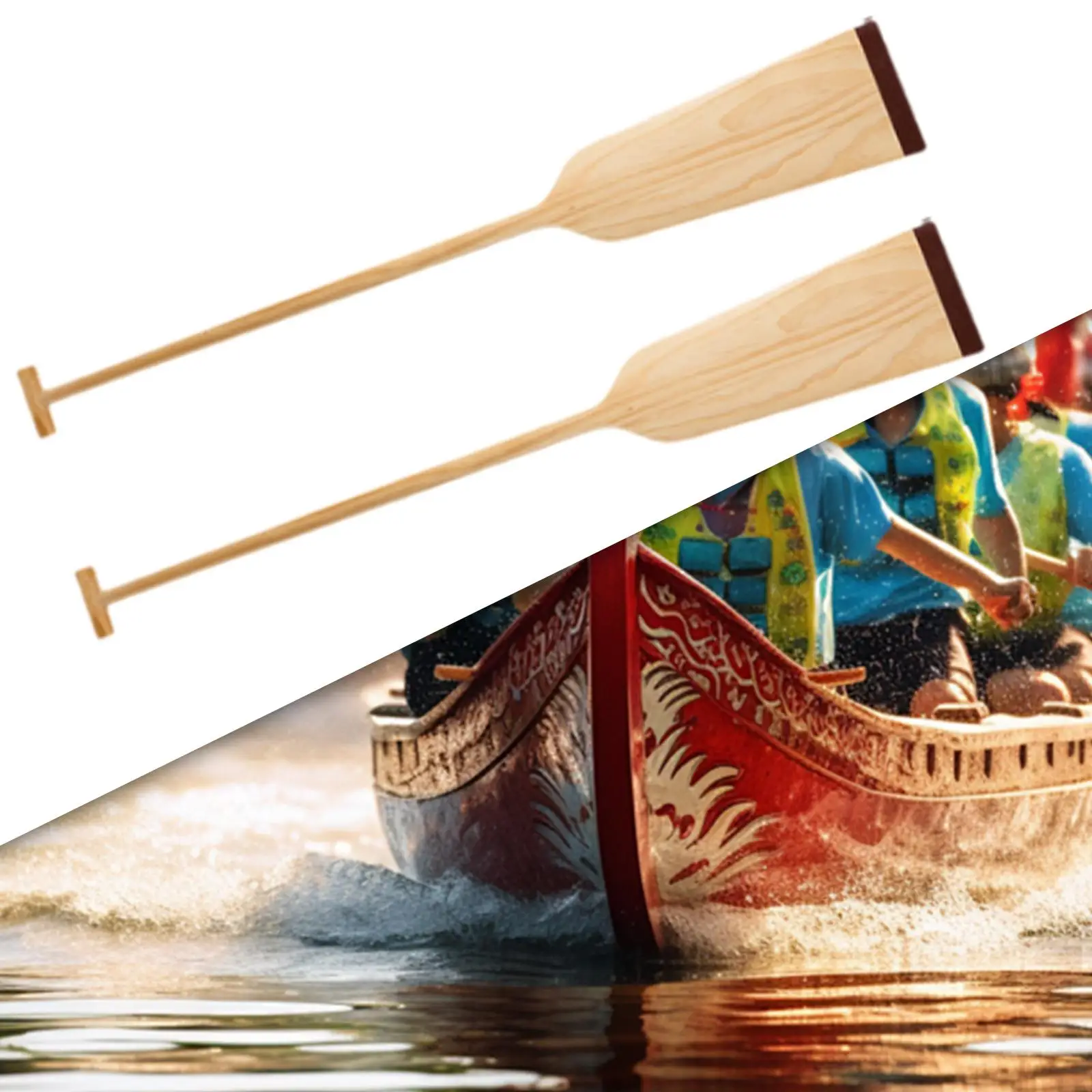 Wooden Canoe Paddle Wood Decor Ergonomic Grip Sturdy Handheld Boat Paddle for