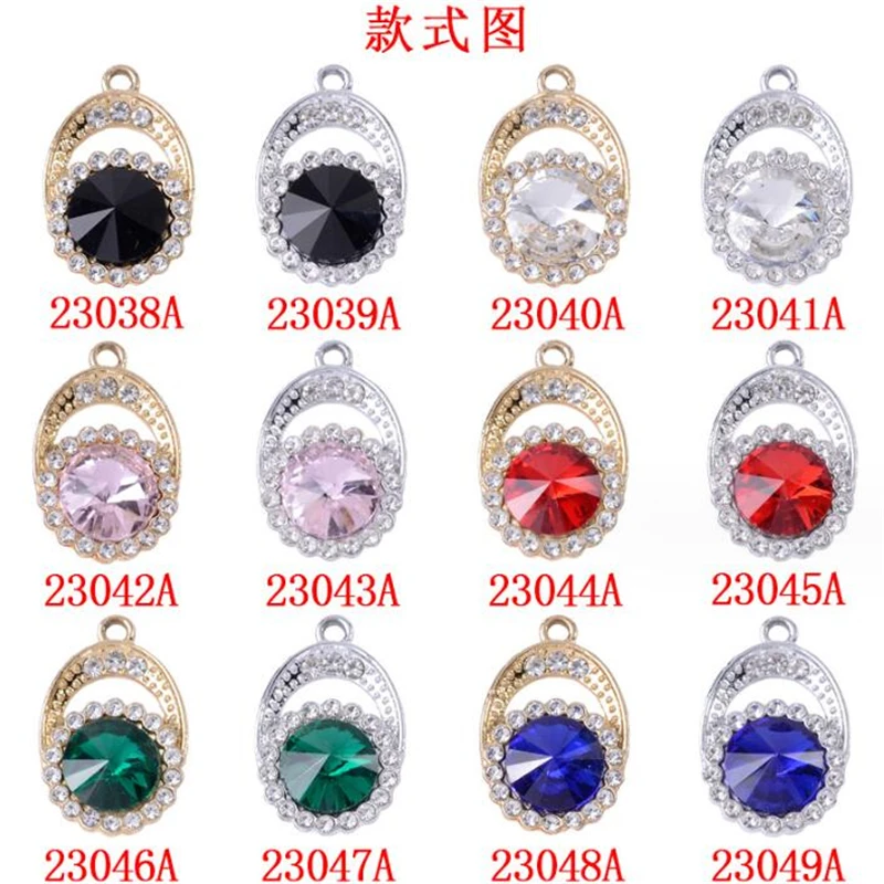 10Pcs/Lot New Retro Crystal Hollow Oval Charms For Diy Earrings Necklace Pendant Jewelry Findings Making Craft Accessories