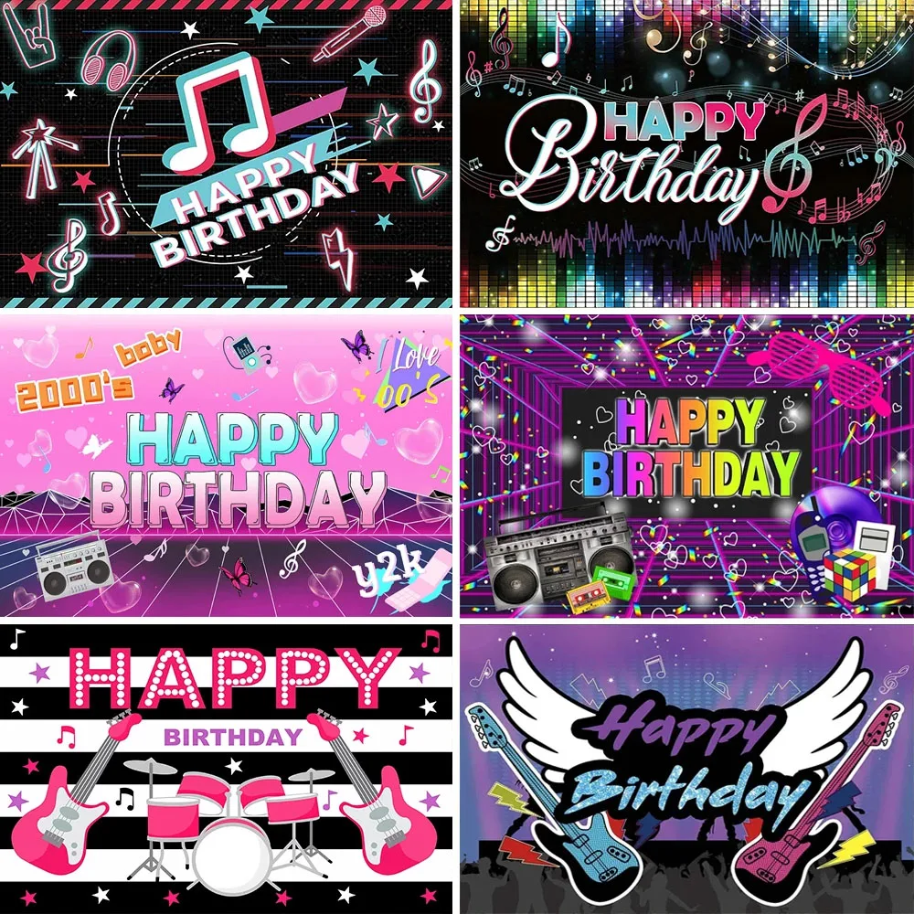 

Tok Pop Music Melody Theme Party Backdrop Happy Birthday Party Decoration Banner Tik Music Photography Background
