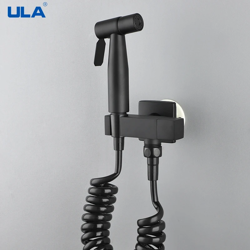 

ULA Brass Bidet Faucet Single Cold Water Tap Black Handheld Bidet Spray Shower Set Toilet Shattaf Sprayer Hygienic Shower