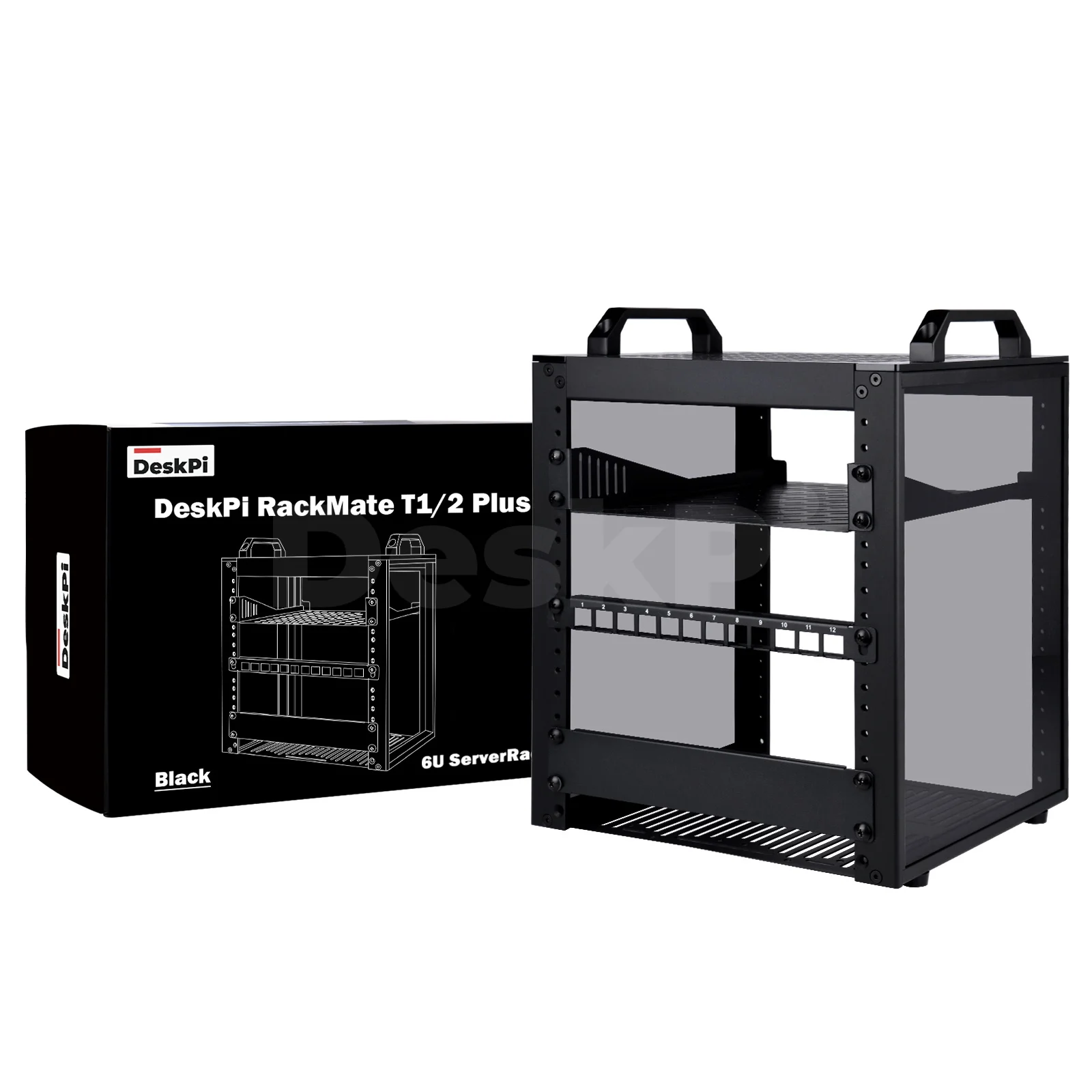 DeskPi RackMate T1/2 Plus Rackmount, 6U Server Cabinet for 10 inch Network, Servers, Audio, and Video Equipment
