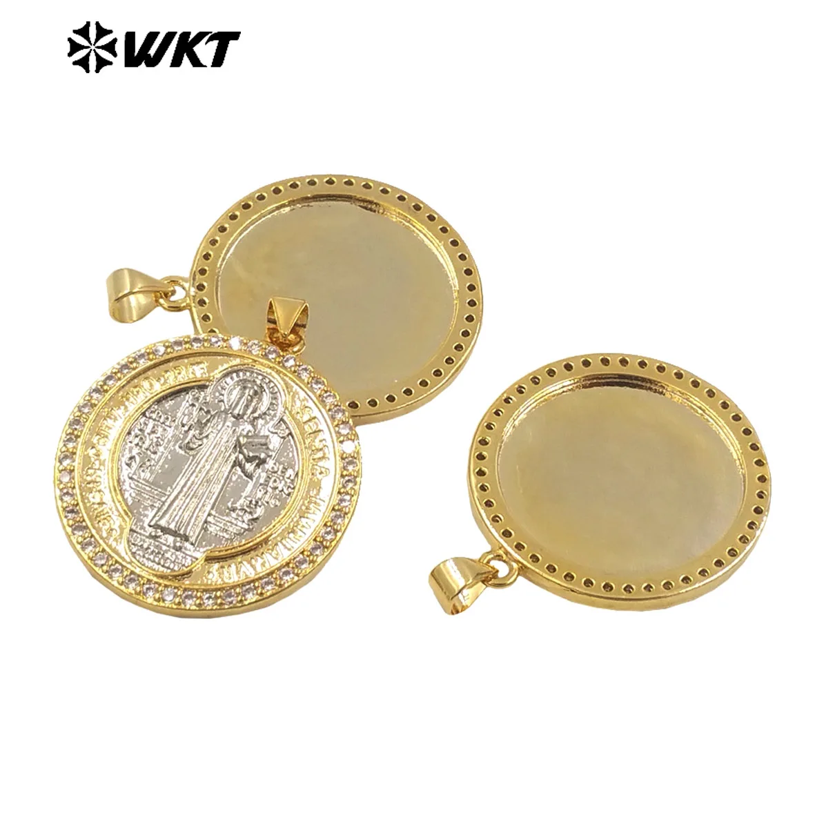 WT-MN987 WKT collana con medaglia di san benedetto in oro 18 carati di nuovo Design per regalo di gioielli religiosi cristiani